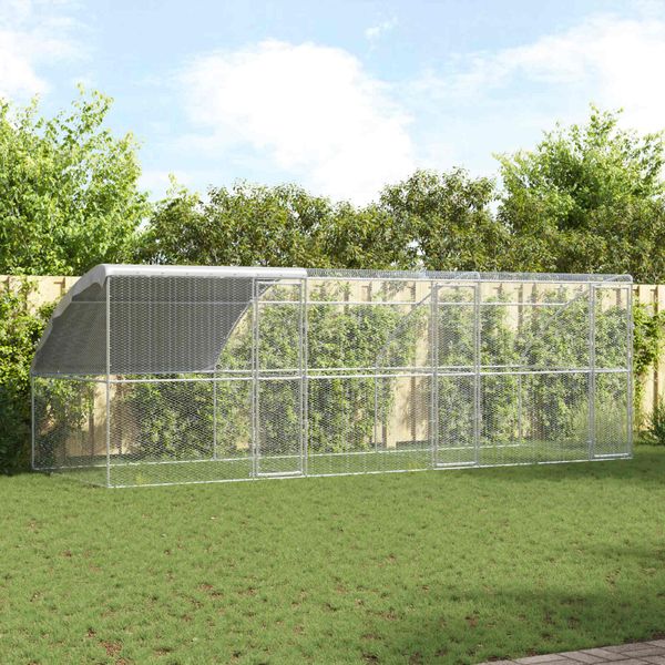 vidaXL Klietka pre sliepky 3 pcs Strieborná 600 x 200 x 200 cm