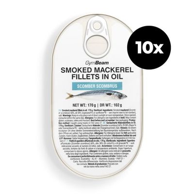 Filety z údenej makrely v oleji - GymBeam, 10 x 170 g
