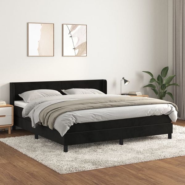 vidaXL Posteľný rám boxspring s matracom čierny 180x200 cm zamat