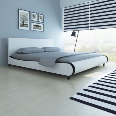 vidaXL Posteľ s matracom, pamäťová pena, biela, umelá koža 180x200 cm
