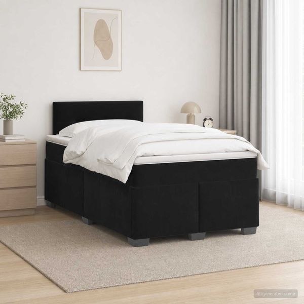 vidaXL Posteľ boxspring s matracom Čierna 120 x 190 cm Zamat
