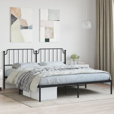 vidaXL Kovový rám postele s čelom čierny 180x200 cm