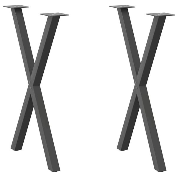 vidaXL Nohy k jedálenskému stolu v tvare X, 2 ks, antracitové, 57 x (72-73) cm, oceľ