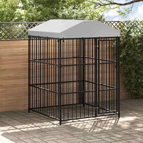 vidaXL Vonkajšia voliéra pre psy so strechou 150x150x210 cm