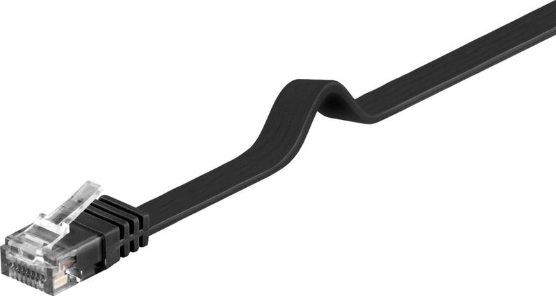 PremiumCord Plochý patch kábel UTP RJ45-RJ45 CAT6 1m čierna