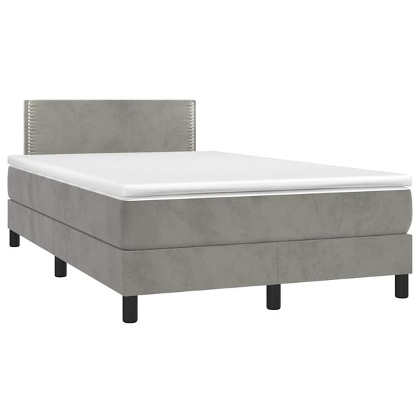 vidaXL Boxspring posteľ s matracom a LED, svetlosivá 120x190 cm, látka