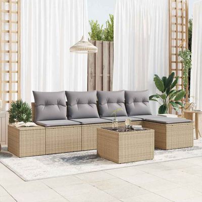 vidaXL Súprava záhradných pohoviek 5 pcs Beige a svetlo šedá polyratan