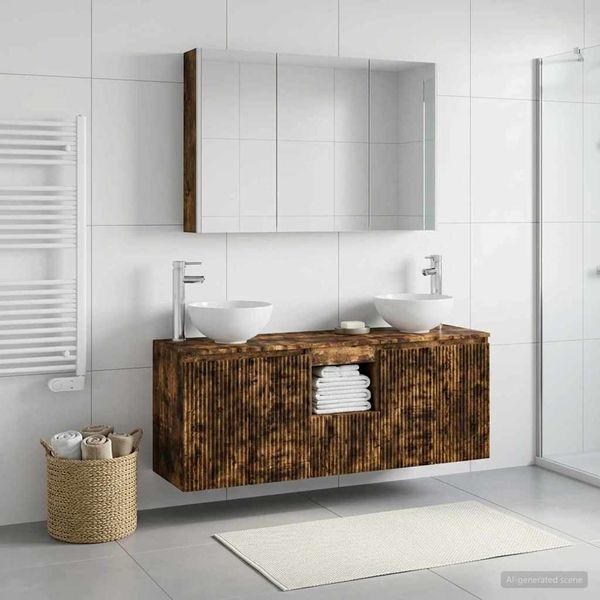vidaXL Set kabinetov do kúpeľne 4 pcs Dymový dub 103,5 x 15,5 x 70 cm