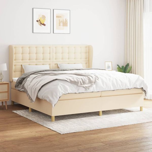 vidaXL Boxspring posteľ s matracom krémová 200x200 cm látka