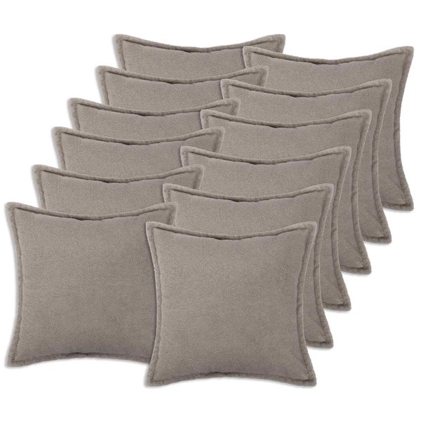 vidaXL Poťah na podložku 12 pcs HOUTEN Svetlosivá 50 x 50 cm Bouclé