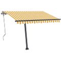 vidaXL Ručne zaťahovacia markíza s LED 350x250 cm žltá a biela