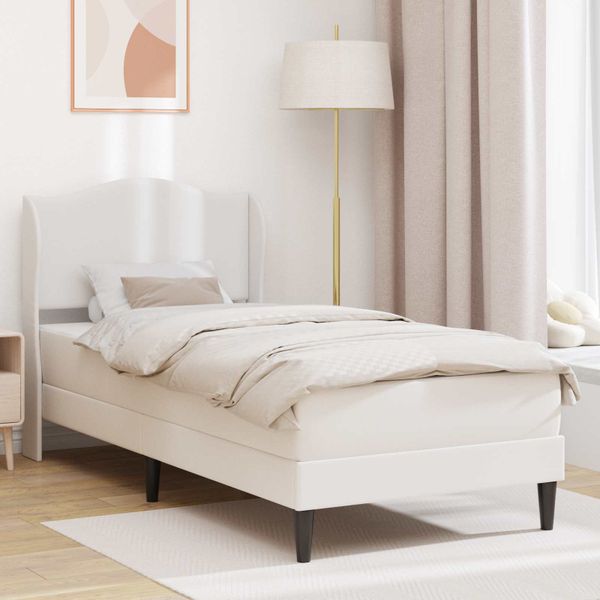 vidaXL Rám postele s čelnou doskou Biela 90 x 190 cm Umelá koža