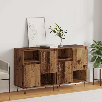 vidaXL Servírovacia skriňa 2 pcs Staré drevo 60 x 35 x 70 cm