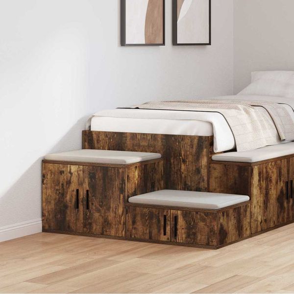 vidaXL Úložná skrinka 2 pcs Dymová dub 127 x 41 x 40 cm