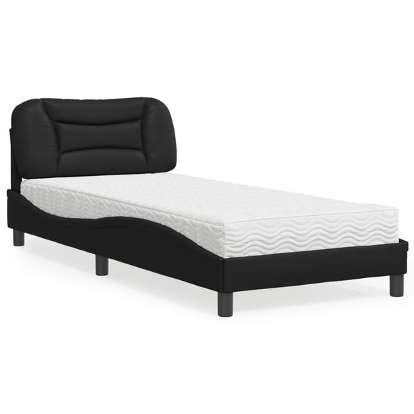 vidaXL Posteľ s matracom Hvar čierna 90x190 cm umelá koža