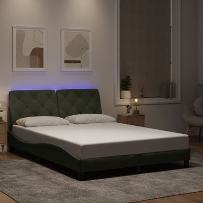 vidaXL Rám postele s LED bez matraca bledosivý 140x190 cm zamat