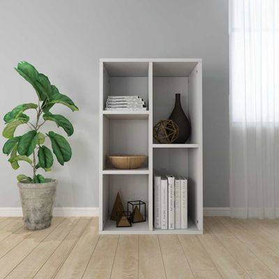 vidaXL Knižnica/komoda, lesklá biela 50x25x80 cm, kompozitné drevo
