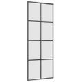 vidaXL Posuvné dvere s kovaním čierne 76x205 cm ESG sklo