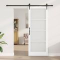 vidaXL Posuvné dvere 83 x 211 cm Masívne borovicové drevo a sklo