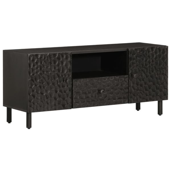 vidaXL TV skrinka, čierna 105x33x46 cm, mangový masív