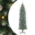 vidaXL Umelý chudý vianočný strom Zelená a biela 240 cm