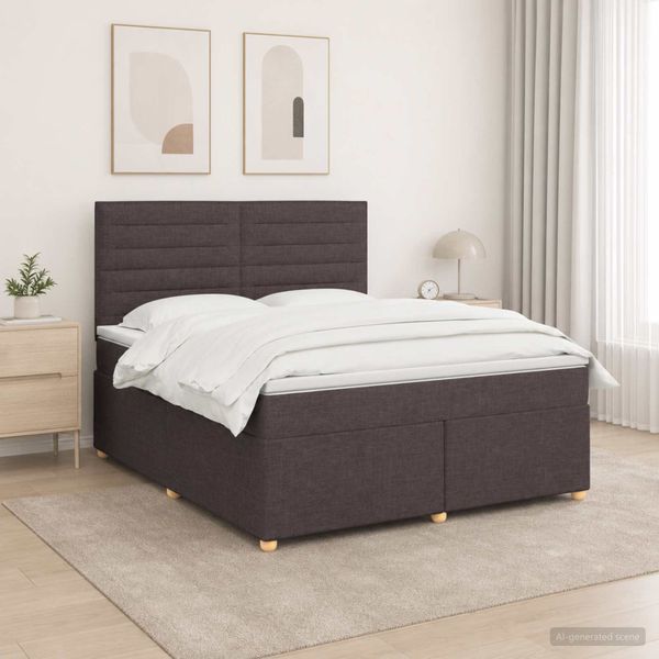 vidaXL Posteľ boxspring s matracom Tmavohnedá 140 x 190 cm Látka
