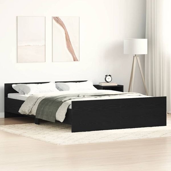 vidaXL Posteľný rám bez matraca čierny dub 140x190 cm kompozitné drevo