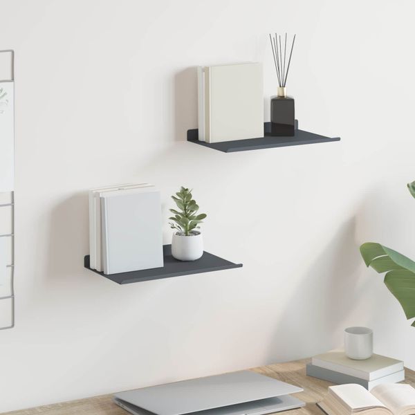 vidaXL Závesná polica Nástenný 2 pcs Antracit 30 x 18 x 2,5 cm Oceľ