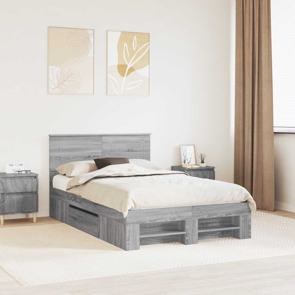 vidaXL Rám postele Sivý Sonoma 120 x 200 cm Kompozitné drevo