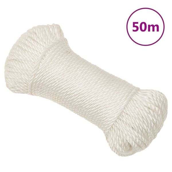 vidaXL Pracovné lano biele 3 mm 50 m polypropylén