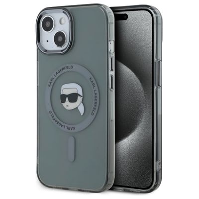 Karl Lagerfeld HC MagSafe IML Metal K. Head puzdro pre iPhone 15 6,1" čierna