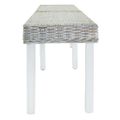 vidaXL Lavica biela 160x35x45 cm prírodný kubu ratan a masívne drevo mahagón