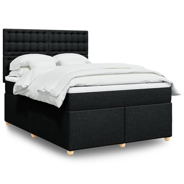 vidaXL Posteľný rám boxspring s matracom čierny 160x200 cm látka