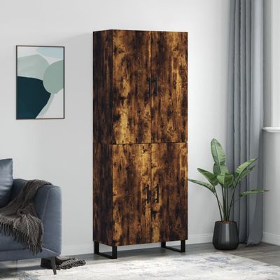 vidaXL Vysoká skrinka dymový dub 69,5x34x180 cm spracované drevo