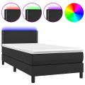 vidaXL Boxspring posteľ s matracom a LED čierna 80x200 cm umelá koža