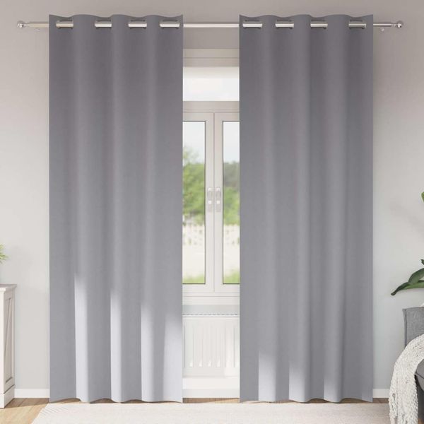 vidaXL Záclony na zatemnenie s krúžkami 2 pcs Svetlosivá 225 x 140 cm