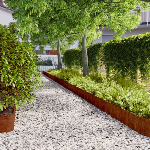 vidaXL Obruby na trávnik 10 ks 20x103 cm pružná korténová oceľ