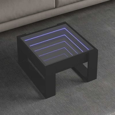 vidaXL Konferenčný stolík s nekonečnými LED čierny 50x53x30 cm