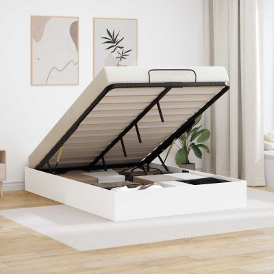 vidaXL Otomanový posteľný rám s úložiskom Biely 193 x 140 x 25 cm