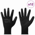 vidaXL Pracovné rukavice 12 ks Čierna 10 / xl Polyester