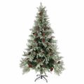 vidaXL Osvetlený vianočný stromček+šišky, zeleno biely 195cm, PVC a PE