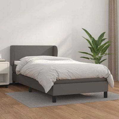 vidaXL Boxspring posteľ s matracom sivá 90x190 cm umelá koža