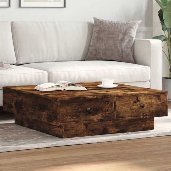 vidaXL Konferenčný stolík dymový dub 90x90x28 cm spracované drevo