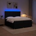 vidaXL LED boxspring posteľ s matracom Čierna 200 x 200 cm Látka
