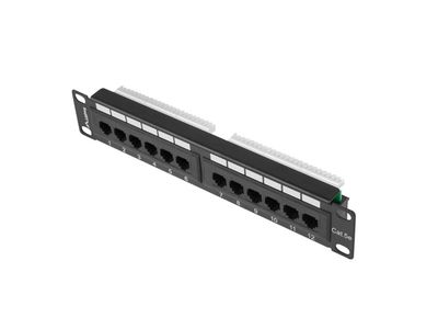 Patch panel 12PORT 1U 10'' CAT.5E utp čierny lanberg
