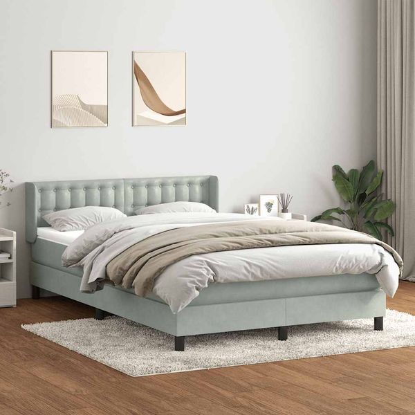 vidaXL Posteľný rám boxsping s matracom bledosivý 160x210 cm zamat