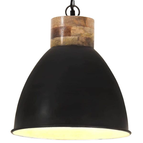 vidaXL Industriálna závesná lampa čierna železo a masívne drevo 46 cm E27