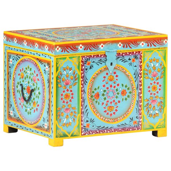vidaXL Ručne maľovaný úložný box 50x40x40 cm masívne mangovníkové drevo