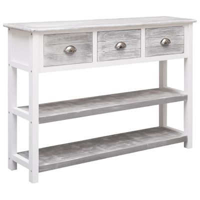 vidaXL Komoda starožitná sivá 108x30x76 cm masívne drevo paulownia