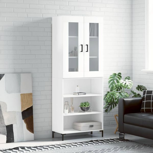 vidaXL Vysoká skrinka lesklá biela 69,5x34x180 cm spracované drevo
